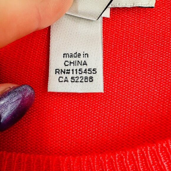 MNG By Mango Red Long Sleeve Round Neck Knit Hi-Low Hem Comfy Sweater Size S - Picture 4 of 5